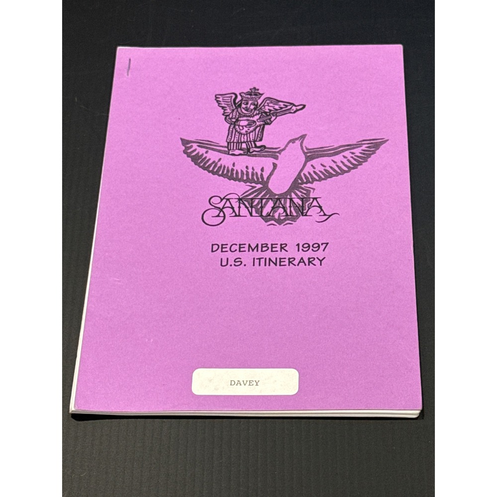 Santana December 1997 US Itinerary Tour Book Band Crew Schedule Rare Collectible